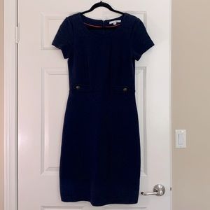 Navy blue ribbed sheath Boden knee-length dress